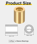 4 Pack Self Lubricating Sleeve Bearings 10mm Bore 20mm OD 35mm Length Sintered Bronze Bushings shown with size diagram