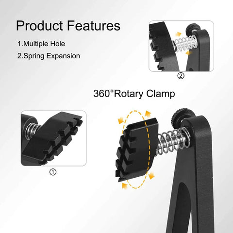 Helping Hands Magnetic Soldering Station With Pro Grade 360 Degree Flip Two Flexible Gooseneck Arms And 3X Magnifying Glasses For PCB Clamps Desoldering Repair And Precise Circuit Board Work featuring 360° rotary spring clamp in close-up view