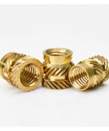 50 Pack Brass Heat Set Inserts M3 For Laptop Repairs And 3D Printing Projects, showcasing knurled thread design and brass material.
