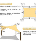 Installation diagram of 10x10 Foot Sand Shade Sail With Curved Canopy 185GSM Permeable HDPE Fabric Blocks 95 Percent UV Rays