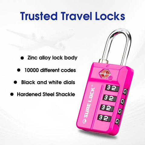 TSA Approved 4 Digit Luggage Lock With Resettable Combination And Red Dot Open Alert For Instant Status Check Owner