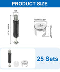 Pro Grade Furniture Connector Kit With Cam Lock Fittings And Cabinet Hardware Set Nickel Plated Zinc Alloy wood joinery parts 25 sets and sizes shown.