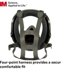 Back view of Pro Grade Full Facepiece Reusable Respirator 6700 With Large Lens NIOSH Approved Silicone Face Seal Four Point Harness