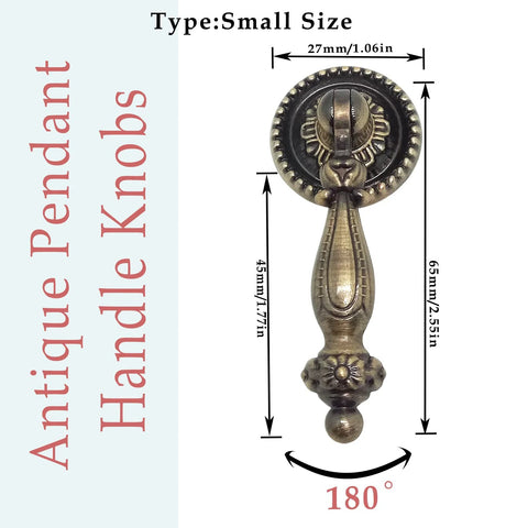 Two Pack Vintage Style Single Hole Drawer Pull Handles In Antique Bronze Finish With Screws For Furniture Cupboards And Dressers Zinc Alloy High Quality Hardware 65mm Total Length