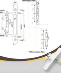 Level Up Your Home Security With This Heavy Duty Aluminum Sliding Glass Patio Door Handle Set Featuring Rock Solid Mortise Lock And Spare Keys For Dead Simple Diy Fixes - Detailed schematic with dimensions for installation.