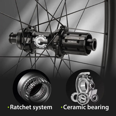 Edge 45mm Gravel Carbon Wheelset With Ceramic Bearings Ultralight 1439 Grams Road Disc Brake, hub detail