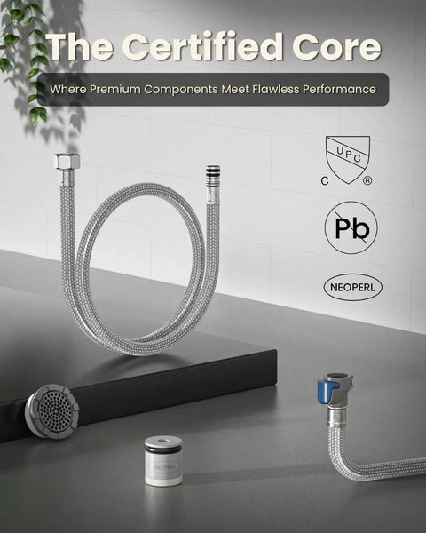 Oil Rubbed Bronze Pull Down Kitchen Faucet With Sprayer components, UPC certified valve core, pull-out hose