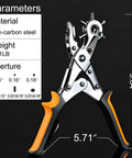 Leather Belt Hole Puncher Set With 3 Round Holes, 2 Flat Holes, And 1 Oval Hole, Pro Grade, ergonomic handle, 65 Mn steel
