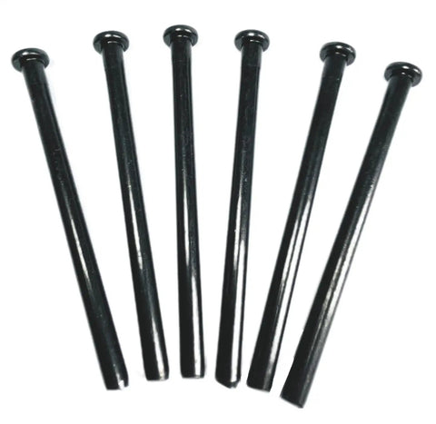 Top Shelf 3.5 Inch Interior Door Hinge Pins Slick Black Oil Rubbed Bronze Replacement Screws Six Pack displayed from above
