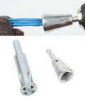 Pro Grade 40Cr Steel Wire Stripper And Terminal Twist Fixture Compatible With Power Drills showing wire connectors and tooling.