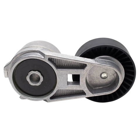 Top Notch Heavy Duty Serpentine Drive Belt Tensioner Assembly Kit For Dodge And Jeep Models Keeps Your Engine Running Smooth Like New Fix The Squeaky Noise Immediately And Save Serious Cash Doing The Job Yourself In The Driveway. silver metal serpentine belt tensioner assembly with dual pulleys