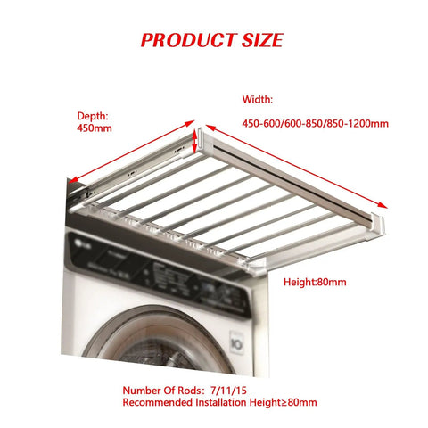 Adjustable Pull Out Trouser Rack For Wardrobe Hidden Clothes Drying Rack Above Washing Machine measurement details view