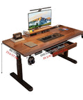 Slick Adjustable Standing Desk With Smart Memory Height Presets, Rock Solid Sit Stand Office Console, Seamless Ergonomic Computer Desk Boasting Cup Holder Headphone Clip, Smooth Motor Lift In Matte Black 140X70 dimensions with accessories