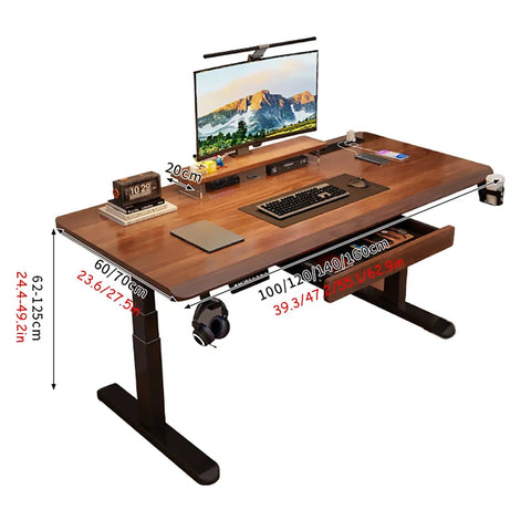 Slick Adjustable Standing Desk With Smart Memory Height Presets, Rock Solid Sit Stand Office Console, Seamless Ergonomic Computer Desk Boasting Cup Holder Headphone Clip, Smooth Motor Lift In Matte Black 140X70 dimensions with accessories