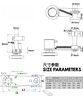 Technical diagram of Length 140mm T Shaped Base Aluminum Alloy Spring Holder for Rotary Encoder Bracket with 30mm Hole and 80mm Rod, showing dimensions.