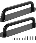 Two Pack Black Stainless Steel Barn Door Handles Hardware 11 Inch Long Heavy Duty Sliding Door Pulls For Exterior And Interior Use Rust Proof And Durable With Wide Base And Secure Four Screw Mounting