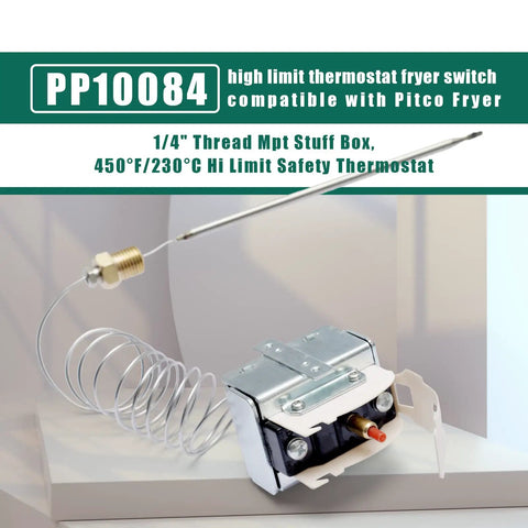 High Limit Fryer Thermostat Switch 450F 230C With One Quarter Inch Thread Male Port Compatible With Pitco Fryers and VF35 SG14 SG18