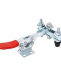 Heavy Duty Quick Release Toggle Clamp For Woodworking Jigs And Fixtures, Horizontal Clamp For Welding, Red Handle, Mounted View