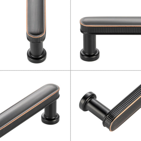 Close-up views of 3 Inch Brushed Gold Cabinet Handles Set, 10 Pack Gold Cabinet Pulls for Cabinets Dresser Cupboard Kitchen Bedroom.