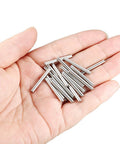 Close-up of a hand holding a 304 Stainless Steel Dowel Pin Set, 3mm X 25mm, 20 Pieces, Rust Resistant Wood Dowels For Furniture And Shelves