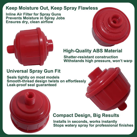 Six Pack Disposable Mini Air Water Filters For Spray Guns With One Quarter Inch Threads ABS Material Moisture Trap