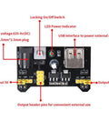 Close-up of power module board with USB interface, inputs, and outputs for Beginner Friendly Arduino Uno R3 Starter Kit.