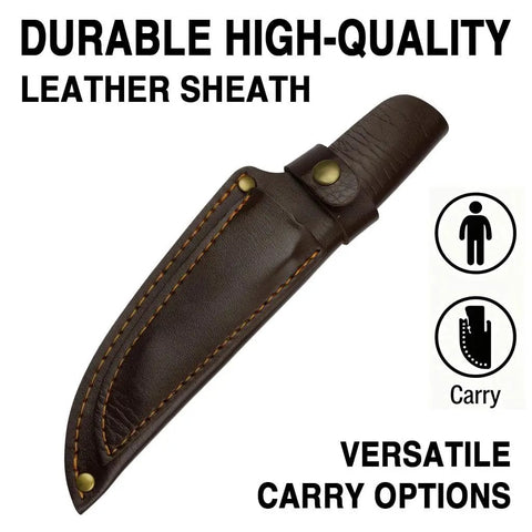 Two Knife Nesting Hunting Knife Set Grab And Go Ready For Hunt And Bushcraft With Sheath High Carbon Steel Fixed Blade Knives sheathed in leather sheath