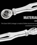 Chrome Gear Shift Linkage Replacement For Harley Softail Dyna Touring Road King Electra Street Glide Tri Glide 1986 And Later Billet Aluminum Build Smooth Shifting Easy Adjustment Slick Chrome Finish, chrome billet aluminum linkage close-up