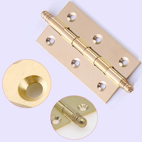 Heavy Duty 2.5 Inch Polished Solid Brass Butt Hinges 4 Pack With Matching Mounting Screws For Cabinet And Bifold Doors Built Like A Tank No Sweat Installation Top Notch Polish Every Time