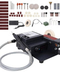 Versatile Mini Belt Sander And Rotary Tool Combo With 7-Speed Variable Control displaying sanding belts and attachments.