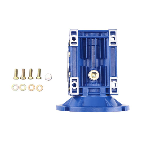 Front view of MRV063 Worm Gear Speed Reducer 100 To 1 Reduction With 56C Flange and mounting hardware