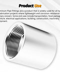 Beefy 1-1/4 Inch NPT Threaded Full Coupling Aluminum 6061-T6 Schedule 40 Pipe Fitting With Female Threads, corrosion resistant
