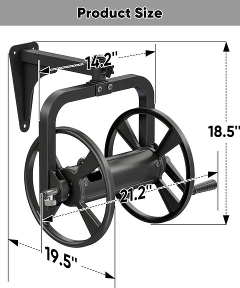 Product dimensions of Rotating 360 Degree Garden Hose Reel Wall Mounted Outdoor Heavy Duty Metal Water Hose Holder