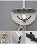 Heavy Duty Aluminum Miter Gauge With Track Stop For Table Saw And Router showing metal precision adjustment knob and track.