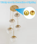 Brass M10 Thread Lamp Finial Cap Knob 20mm Dia 18mm High, 2 Pack Screw Caps For Furniture Lighting Lamps, installed on chandelier
