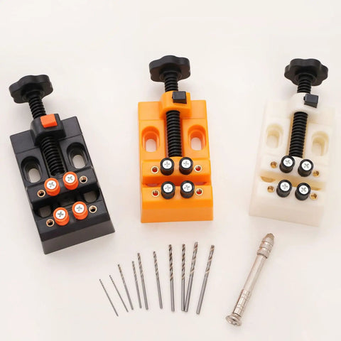 Hand Drilling Vise Set For Beads And Small Parts, Handy 4 Point Clamp With Hand Pin Vise For Jewelry Making, bead drilling vise with drill bits