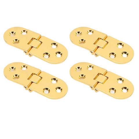 Four 180 Degree Flap Hinge In Bright Gold 0.09 Inch Thick Metal Folding Flip Top Hinge