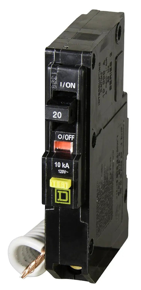 QO120GFICP QO QwikGard 20 Amp Single Pole GFCI Circuit Breaker with Red VisiTrip for Outdoor Bath and Kitchen Circuits