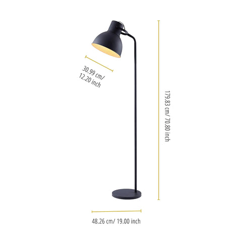 Tall Matte Black Modern Floor Lamp With Adjustable Shade For Living Room And Office 71 Inch Standing Light For Reading