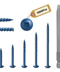 Big 1000 Pcs Pocket Hole Screws Set For DIYers With Five Sizes Blue Anti Rust Coating Self Tapping Wood Screws Plus 150mm Drive Bit