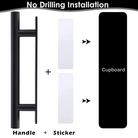 Diagram showing Self Adhesive Cabinet Handles Eight Pack ABS Plastic Drawer Pulls Stick On Cabinet Door Handles