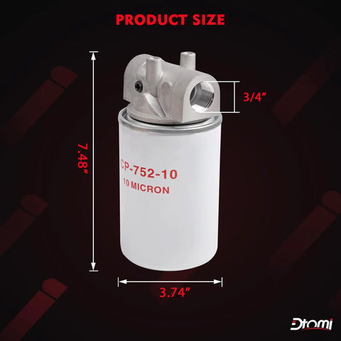 10 Micron Hydraulic Oil Filter For Heavy Duty Systems, 20 GPM Flow, 200 PSI Max, 1-12 UNF Spin On Housing For Log Splitters, Replaces 120-818, 723-0405, 221006 Oil Filter Kit