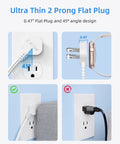 Flat Plug Extension Cord Pack Six Foot White Indoor Power Strip With Three Polarized Outlets And Tamper Guard Two Pack