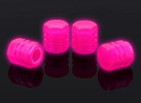 Eight Pack Fluorescent Glow Tire Valve Stem Caps Lit Car Tire Air Caps That Are Corrosion Resistant And Leak Proof Wheel Valve Covers Pink