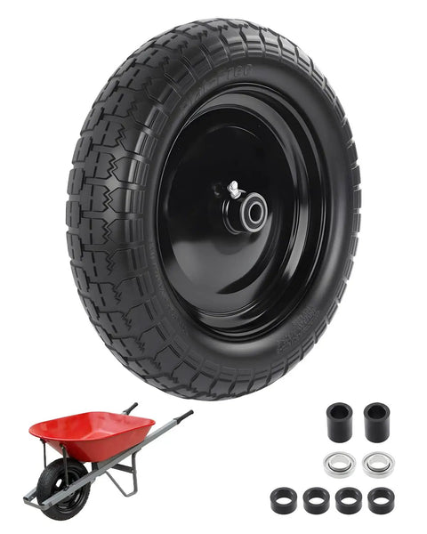 Flat Free 14.5 Inch Wheelbarrow Tire And Wheel Workhorse Replacement For Garden Carts Wagon Barrow Fits 4.80 4.00 8