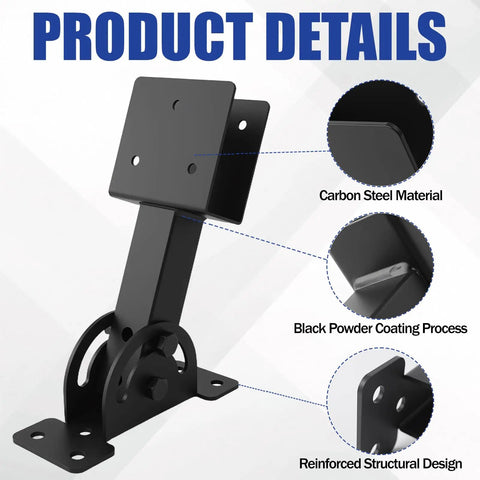 Beefed Up Heavy Duty Roof Riser Brackets Kit 3 Piece With 2 By 4 Adjustable Height Angled Pergola Brackets Black For Gazebos Carports And Patios Sturdy Metal Roof Beam Mounts