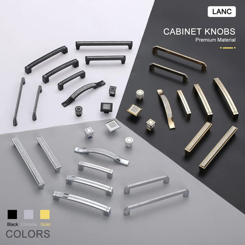 Modern Cabinet Knobs And Pulls Set With Screws All Metal Drawer Handles For Cabinets And Furniture Silver Finish Durable Zinc Alloy Construction Sleek Kitchen Hardware 10 Pack displayed in multiple colors and finishes