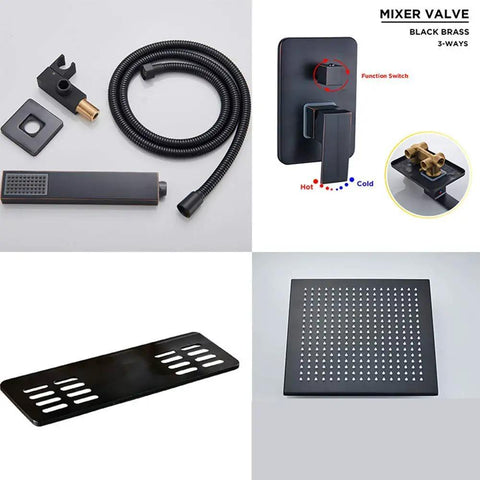 20 Inch Ceiling Mounted Rain Shower System Heavy Duty Pressure Balanced Mixer Valve with hand sprayer components.