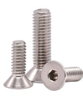 Beefy Flat Head Socket Cap Screws M6 x 12mm Countersunk, DIN7991, 304 Stainless Steel 18-8, Allen Hex Drive, side view