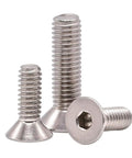 Quarter Twenty By One And A Half Inch Flat Countersunk Socket Cap Screws With Hex Drive Full Thread 304 Stainless Steel 18-8 SS 25 Pack
